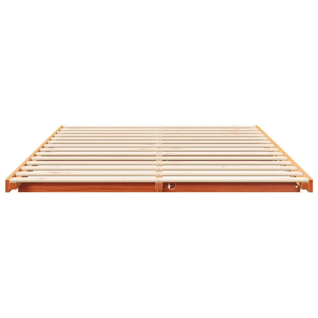 vidaXL Κρεβάτι δαπέδου Καφέ κεριού 160 x 220 cm Μασίφ ξύλο πεύκου