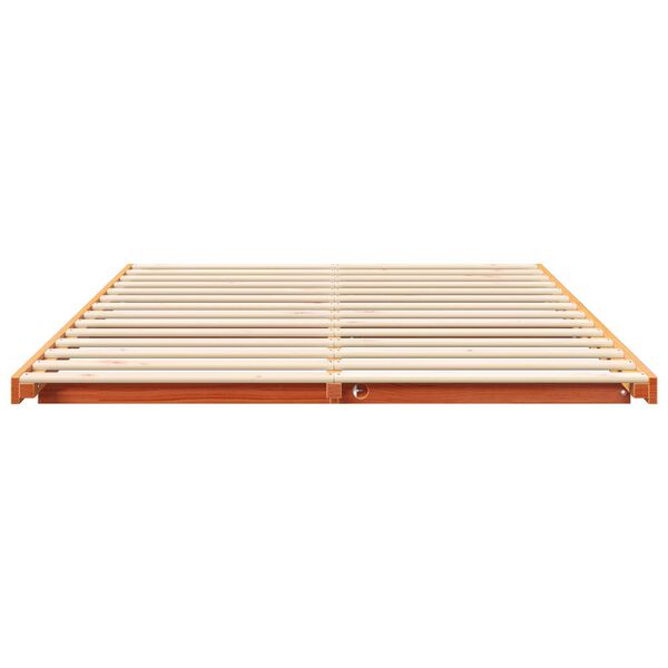 vidaXL Κρεβάτι δαπέδου Καφέ κεριού 160 x 220 cm Μασίφ ξύλο πεύκου