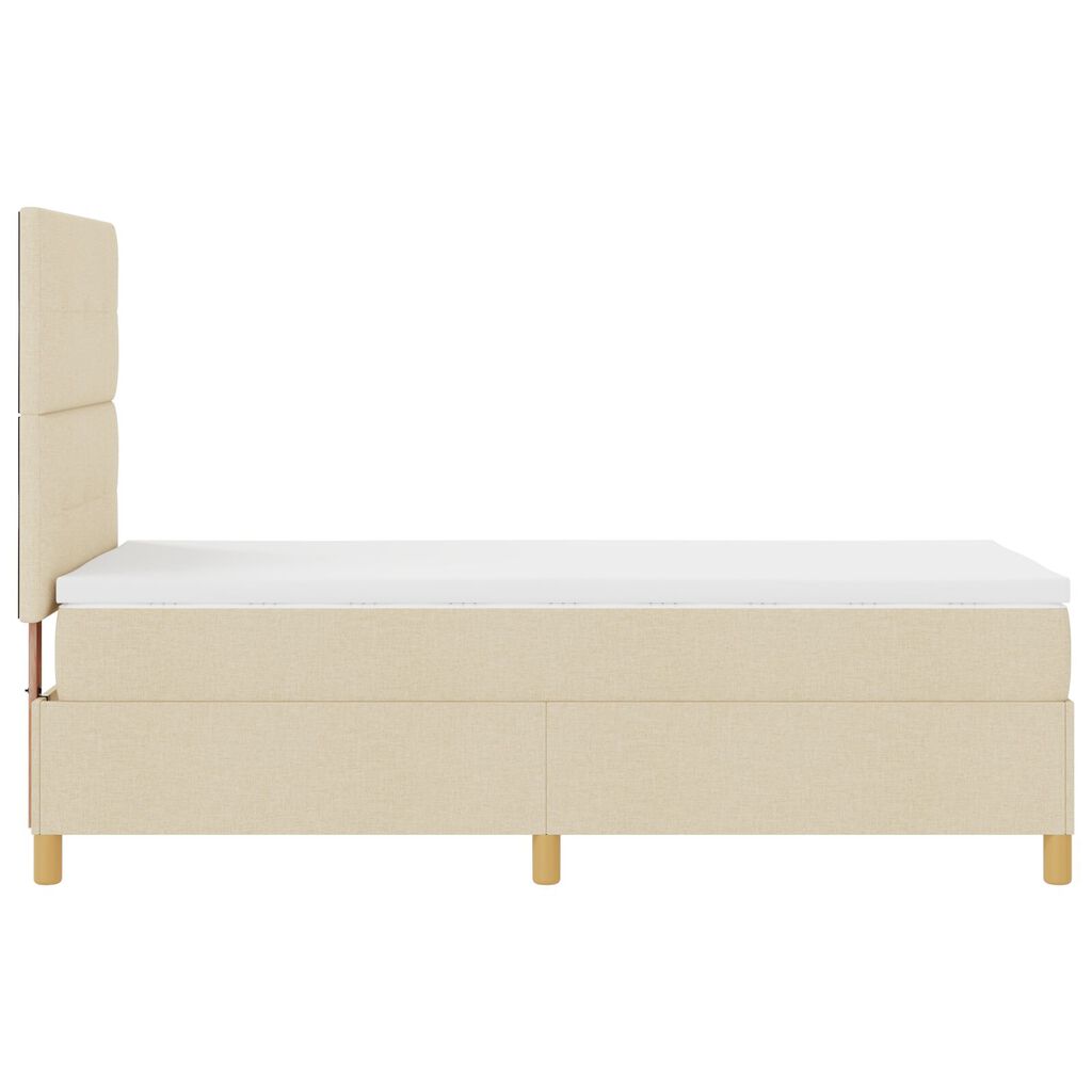 vidaXL Κρεβάτι με Ελατήριο και Στρώμα Κρεμ 100x200 cm Υφασμα