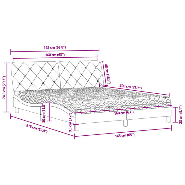 vidaXL Κρεβάτι με Στρώμα Μπλε 160 x 200 εκ. Βελούδινος