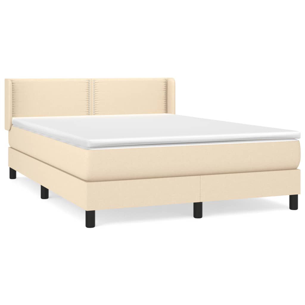 vidaXL Κρεβάτι Boxspring με Στρώμα Κρεμ 140x190 εκ. Υφασμάτινο