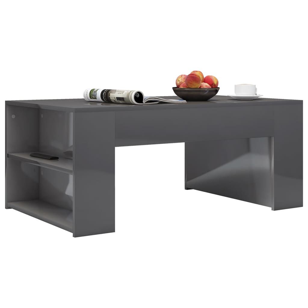 vidaXL Τραπεζάκι Σαλονιού Γυαλιστερό Γκρι 100x60x42 εκ. Μοριοσανίδα