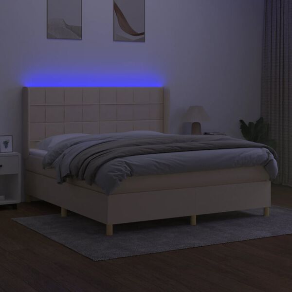 vidaXL &Kappa;&rho;&epsilon;&beta;ά&tau;&iota; Boxspring &mu;&epsilon; &Sigma;&tau;&rho;ώ&mu;&alpha; & LED &Kappa;&rho;&epsilon;&mu; 160x200 &epsilon;&kappa;. &Upsilon;&phi;&alpha;&sigma;&mu;ά&tau;&iota;&nu;&omicron;