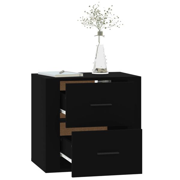 vidaXL Κομοδίνο Επιτοίχιο Μαύρα 50 x 36 x47 εκ.