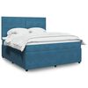 vidaXL Κρεβάτι Boxspring με Στρώμα Μπλε 180x200 εκ. Βελούδινο