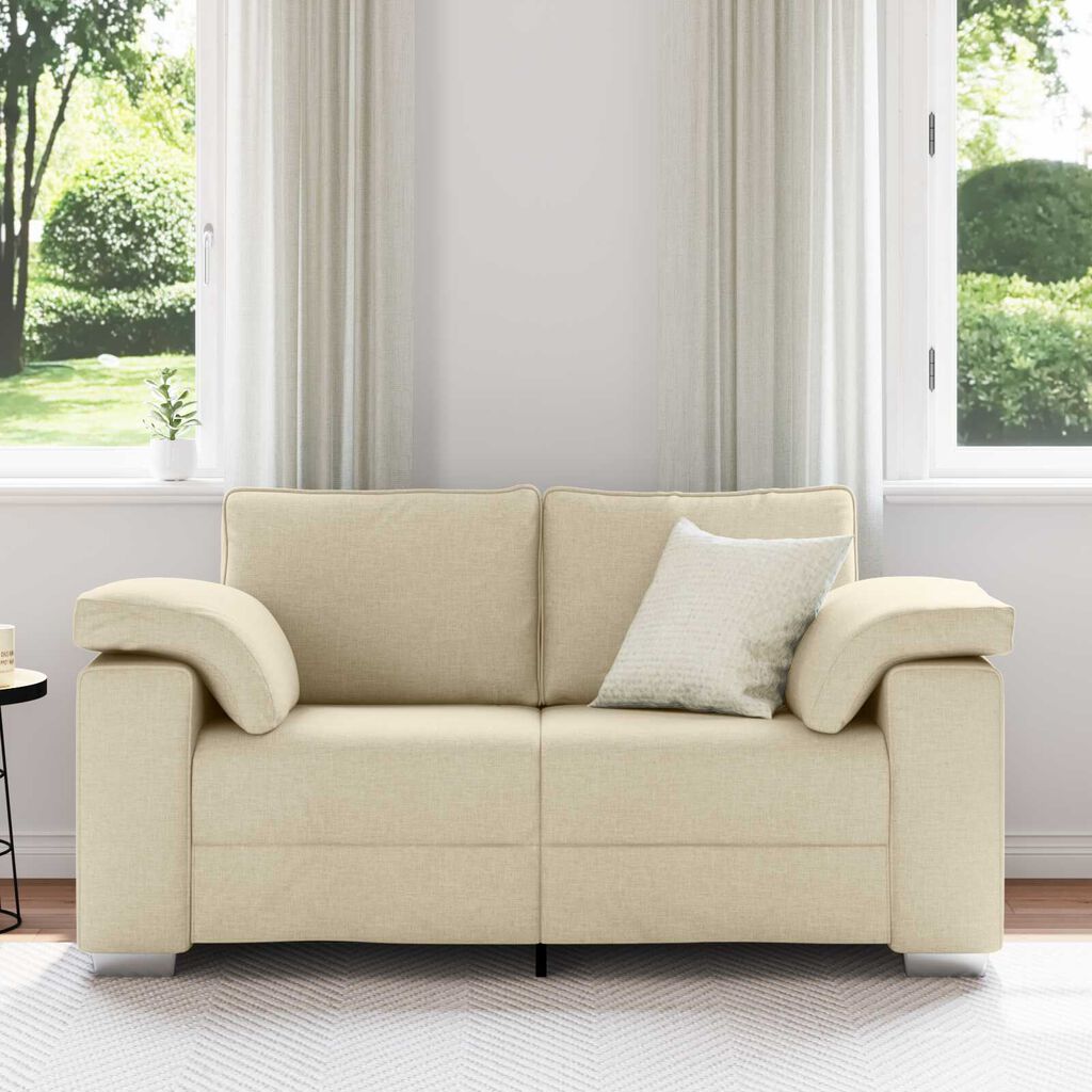 vidaXL Καναπές με μαξιλάρι Κρεμ 160 x 77 x 82 εκ ύφασμα