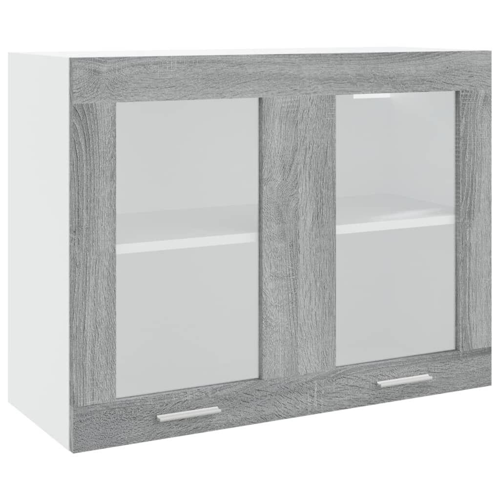 vidaXL Κρεμαστό Ντουλάπι Γυάλινο Lyon Γκρι Sonoma 80x31x60εκ.