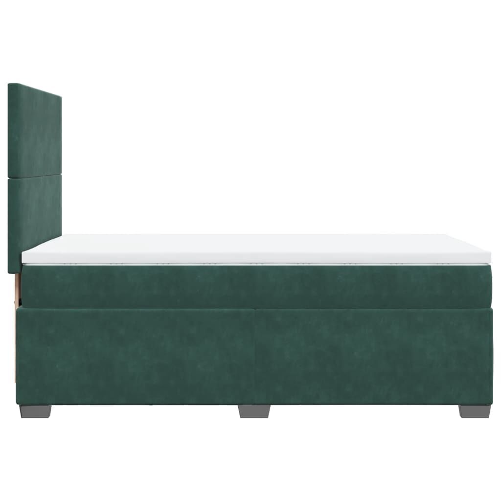vidaXL Κρεβάτι Boxspring με Στρώμα Σκούρο Πράσινο 80x200 εκ. Βελούδινο
