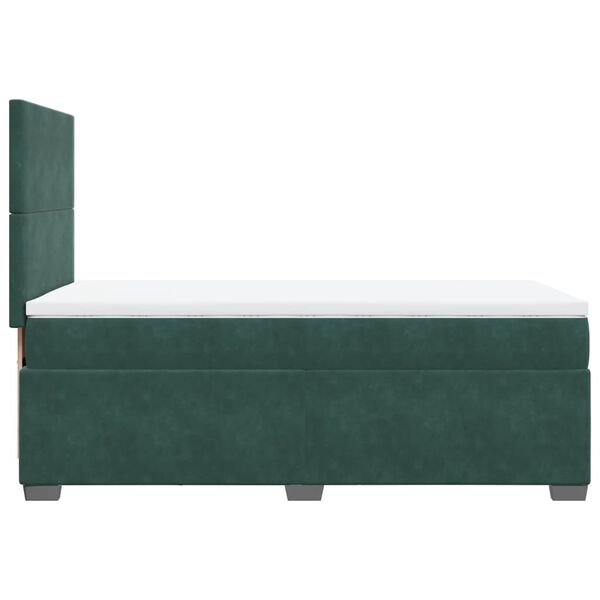 vidaXL Κρεβάτι Boxspring με Στρώμα Σκούρο Πράσινο 80x200 εκ. Βελούδινο