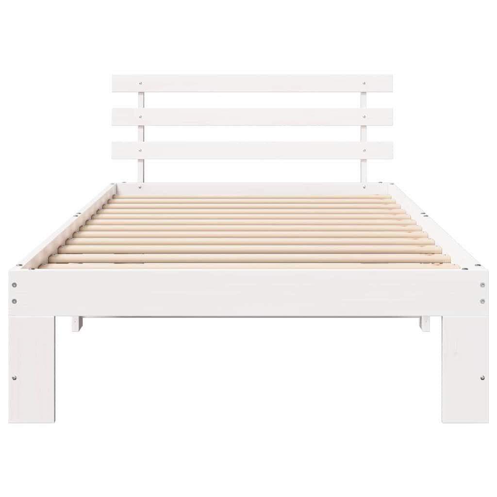 vidaXL Σκελετός Κρεβατιού Λευκό 75 x 190 cm Μασίφ ξύλο πεύκου