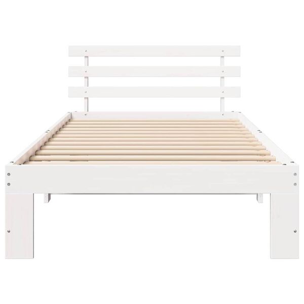 vidaXL Σκελετός Κρεβατιού Λευκό 75 x 190 cm Μασίφ ξύλο πεύκου
