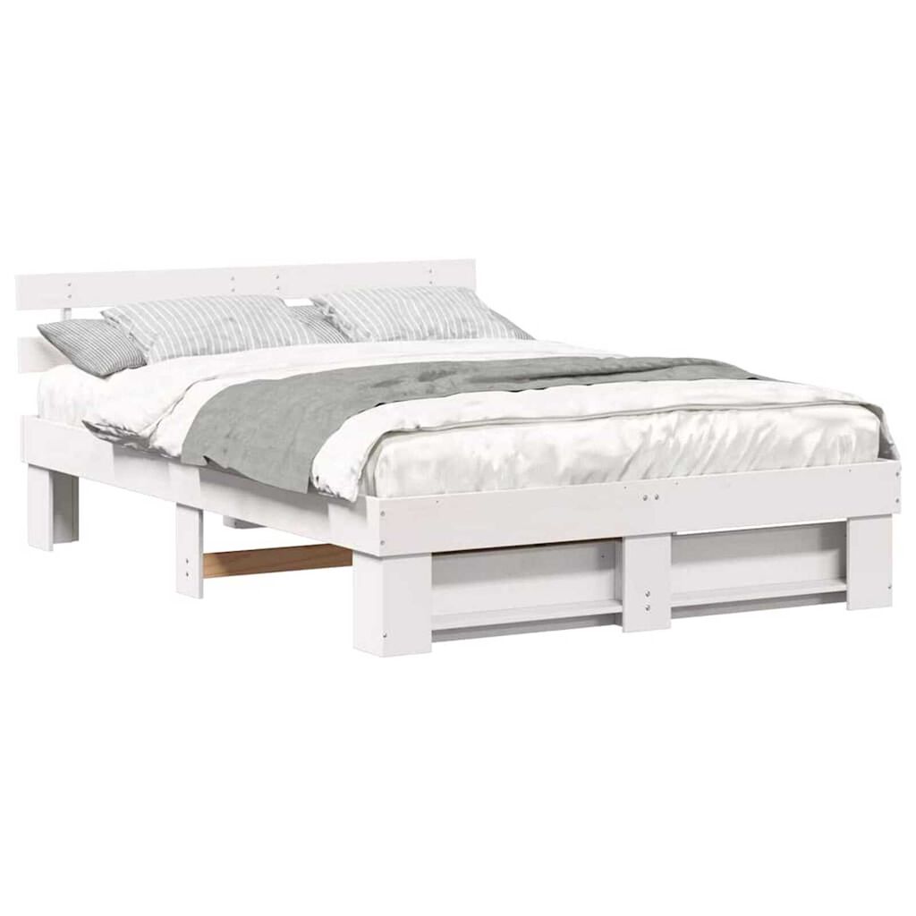 vidaXL Σκελετός Κρεβατιού Λευκό 150 x 200 cm Μασίφ ξύλο πεύκου