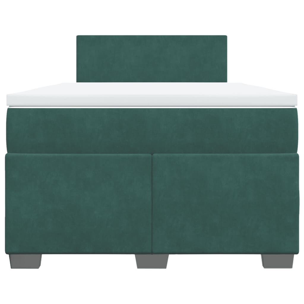 vidaXL Κρεβάτι Boxspring με Στρώμα Σκούρο Πράσινο 120x200εκ. Βελούδινο