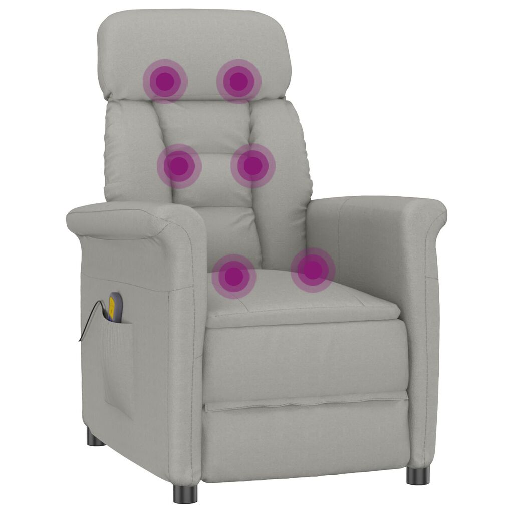 vidaXL Πολυθρόνα Μασάζ Ανοιχτό Γκρι Microfibre