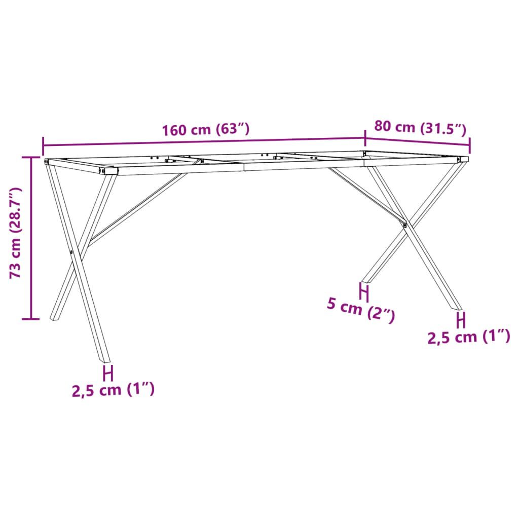 vidaXL Πόδια Τραπεζαρίας σε Σχήμα «X» 160x80x73 εκ. Ατσάλι