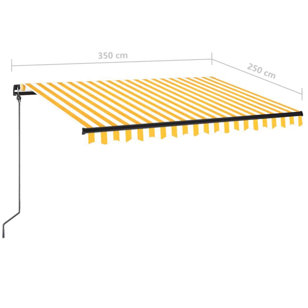 vidaXL Τέντα Συρόμενη Χειροκίνητη με LED Κίτρινο / Λευκό 350 x 250 εκ.