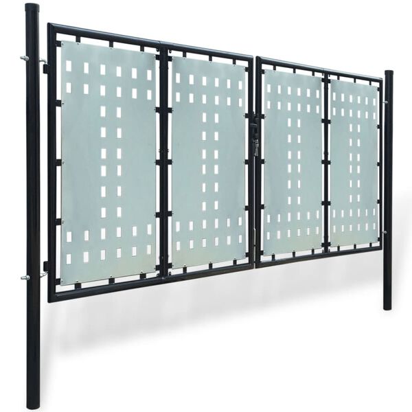vidaXL Πόρτα Περίφραξης Μονή Μαύρη 300 x 175 εκ.