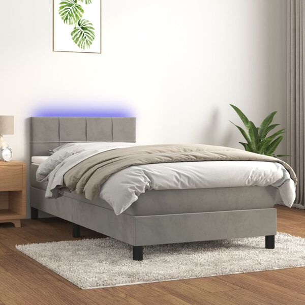 vidaXL &Kappa;&rho;&epsilon;&beta;ά&tau;&iota; Boxspring &mu;&epsilon; &Sigma;&tau;&rho;ώ&mu;&alpha; & LED &Alpha;&nu;.&Gamma;&kappa;&rho;&iota; 90x190 &epsilon;&kappa;. &Beta;&epsilon;&lambda;&omicron;ύ&delta;&iota;&nu;&omicron;