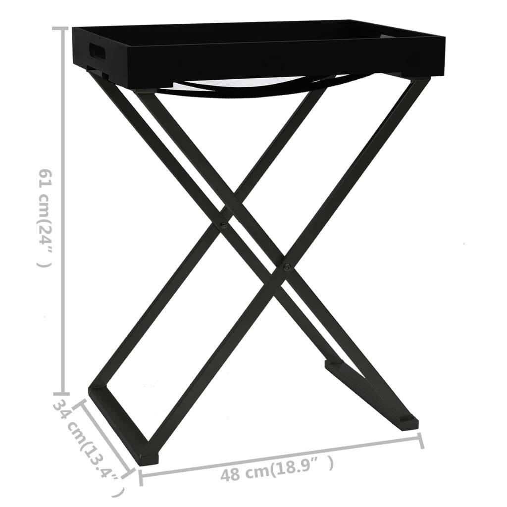 vidaXL Τραπέζι Πτυσσόμενο Μαύρο 48 x 34 x 61 εκ. από MDF