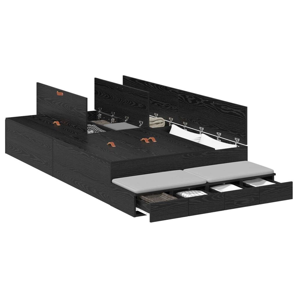 vidaXL Κρεβάτι αποθήκευσης Μαύρη Δρυς 120x190 εκ