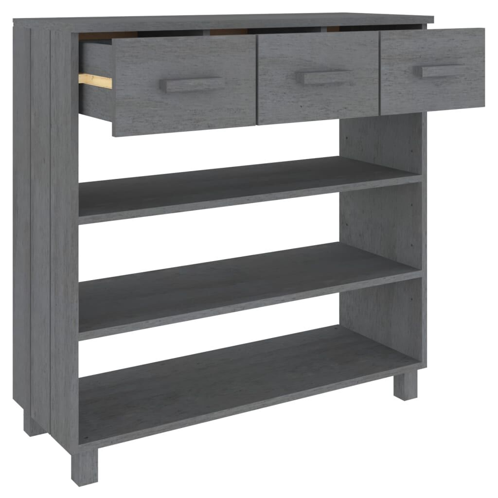 vidaXL Τραπέζι Κονσόλα HAMAR Σκ. Γκρι 90x35x90 εκ. Μασίφ Ξύλο Πεύκου