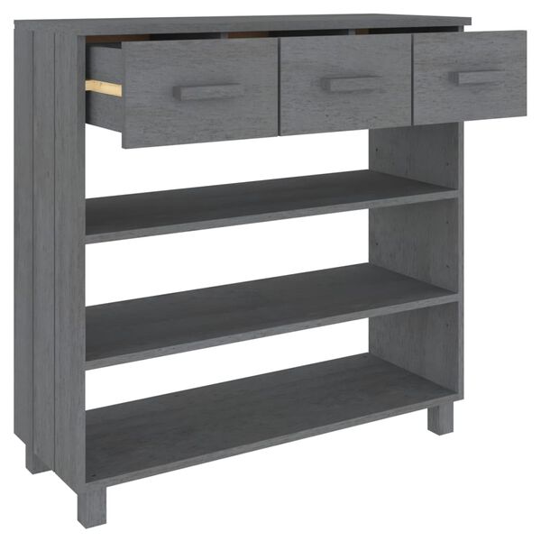 vidaXL Τραπέζι Κονσόλα HAMAR Σκ. Γκρι 90x35x90 εκ. Μασίφ Ξύλο Πεύκου