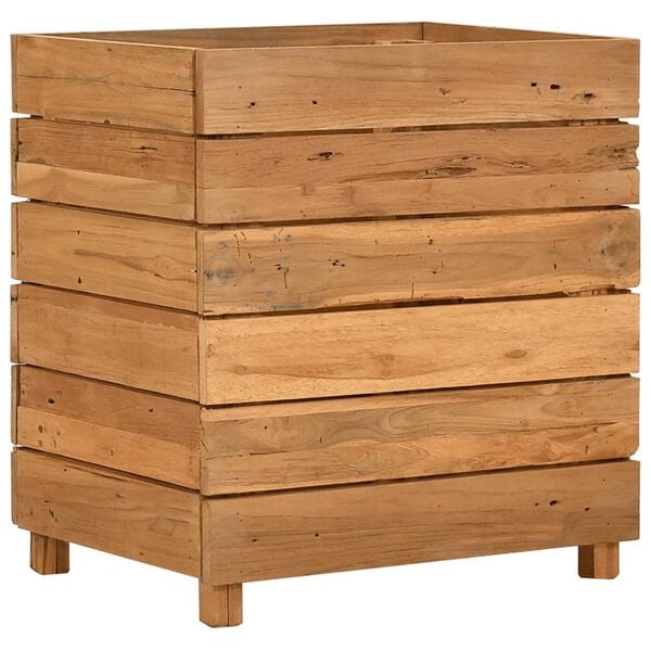 vidaXL Ζαρντινιέρα Υπερυψωμένη 50x40x55 εκ. Ανακυκλ. Ξύλο Teak/Ατσάλι