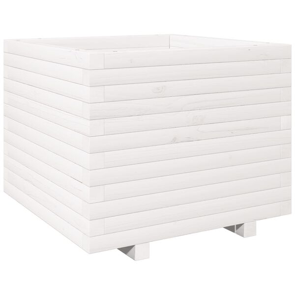 vidaXL Ζαρντινιέρα Κήπου Λευκή 60x60x49,5 εκ. από Μασίφ Ξύλο Πεύκου