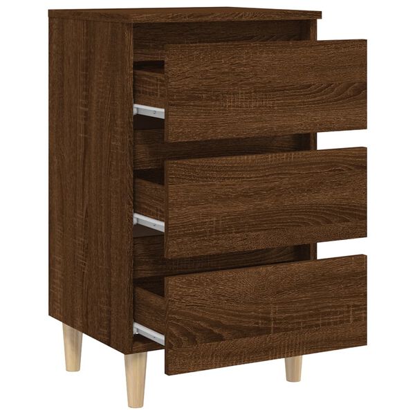 vidaXL Κομοδίνο Καφέ Δρυς 40 x 35 x 69 εκ. με Μασίφ Ξύλινα Πόδια