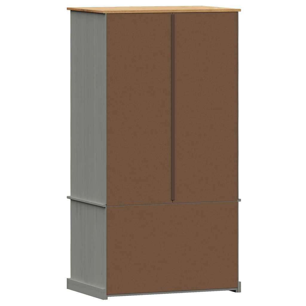 vidaXL Ντουλάπα VIGO Γκρι 90 x 55 x 170 εκ. από Μασίφ Ξύλο Πεύκου
