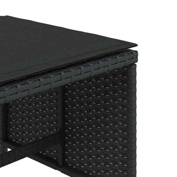 vidaXL Σκαμπό Κήπου 4 τεμ. Μαύρα 41x41x36 Συνθετικό Ρατάν με Μαξιλάρια