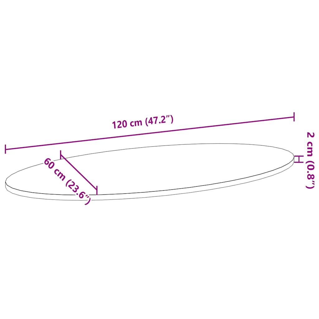 vidaXL Επιτραπέζια επιφάνεια Σκούρο Καφέ 120x60x2 εκ. Ξύλο Δρυός Οβάλ
