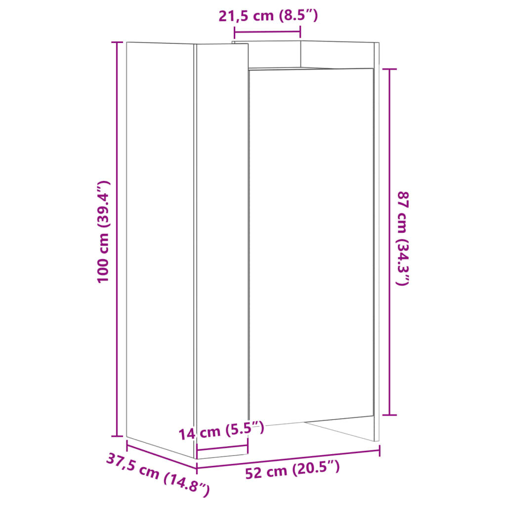 vidaXL Παπουτσοθήκη Καπνιστή Δρυς 52x37,5x100 εκ. Επεξεργασμένο Ξύλο