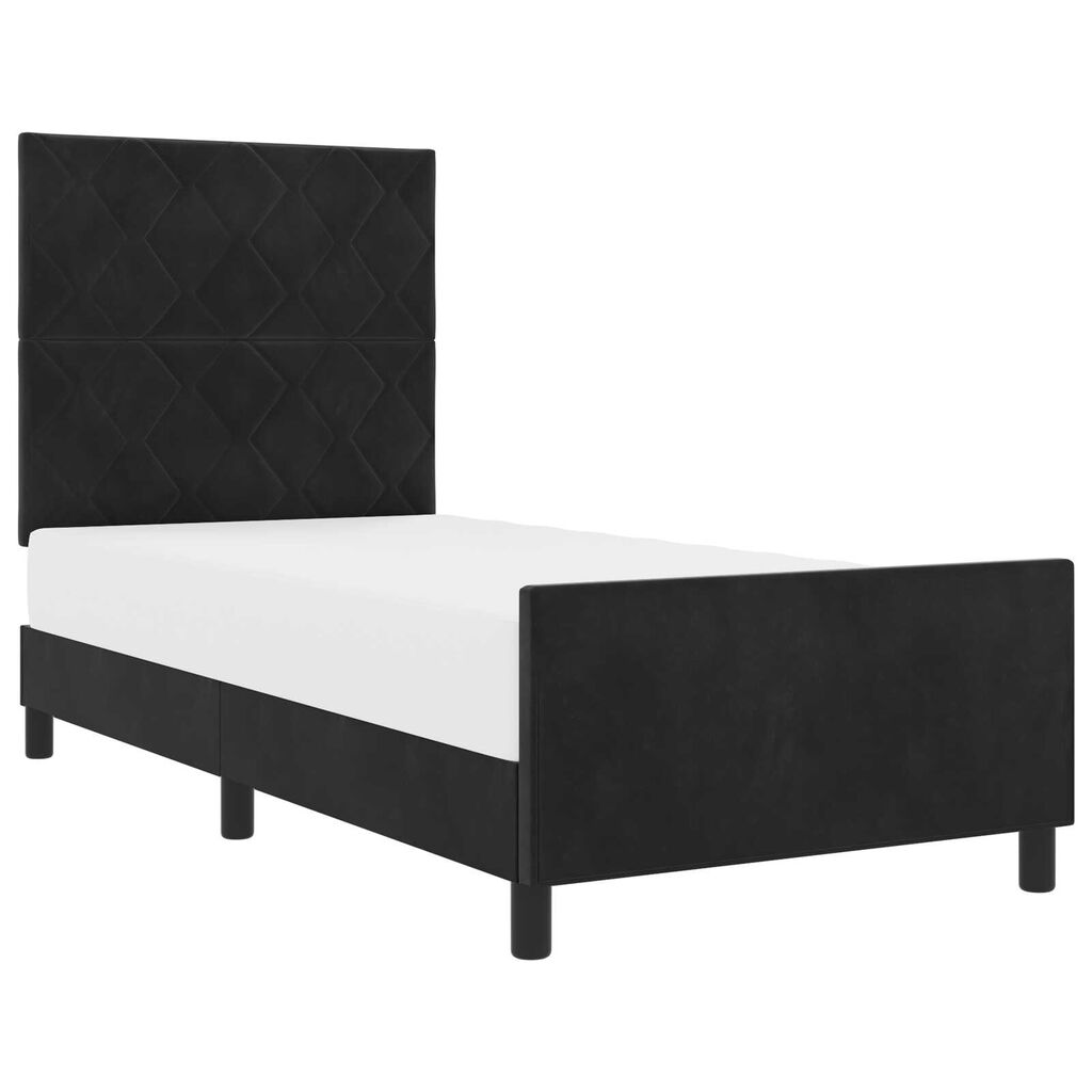 vidaXL Σκελετός Κρεβατιού με κεφαλάρι Μαύρο 100 x 200 cm Βελούδο