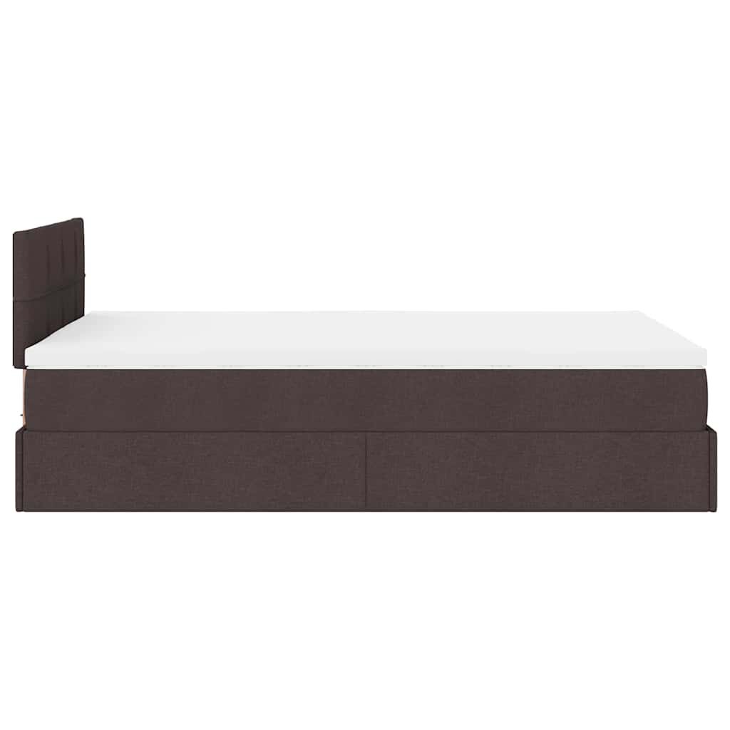 vidaXL Οθωμανικό κρεβάτι με στρώμα & LEDs Σκούρο καφέ 120x200cm Ύφασμα