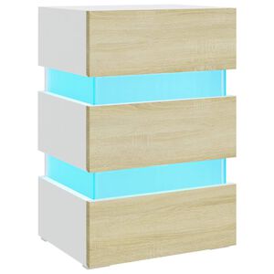 vidaXL &Kappa;&omicron;&mu;&omicron;&delta;ί&nu;&omicron; &mu;&epsilon; LED &Lambda;&epsilon;&upsilon;&kappa;ό/Sonoma &Delta;&rho;&upsilon;&sigmaf; 45x35x67 &epsilon;&kappa;. &Epsilon;&pi;&epsilon;&xi;&epsilon;&rho;&gamma;&alpha;&sigma;&mu;. &Xi;ύ&lambda;&omicron;