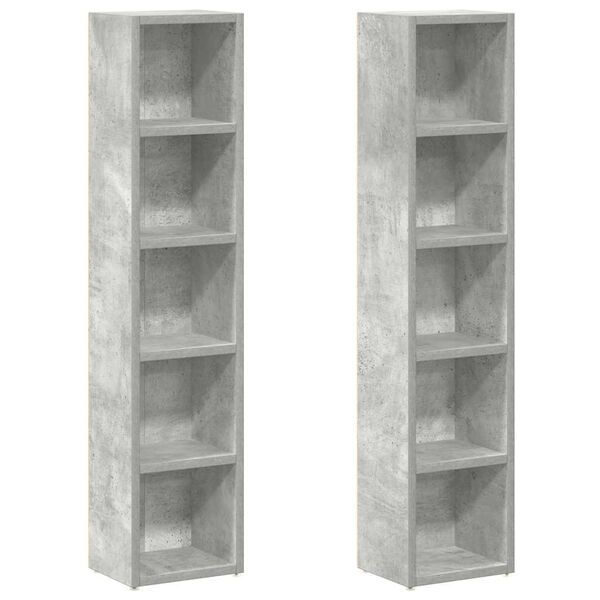 vidaXL Έπιπλα CD 2 τεμ. Γκρι Σκυροδέματος 21x16x93,5 εκ. Μοριοσανίδα