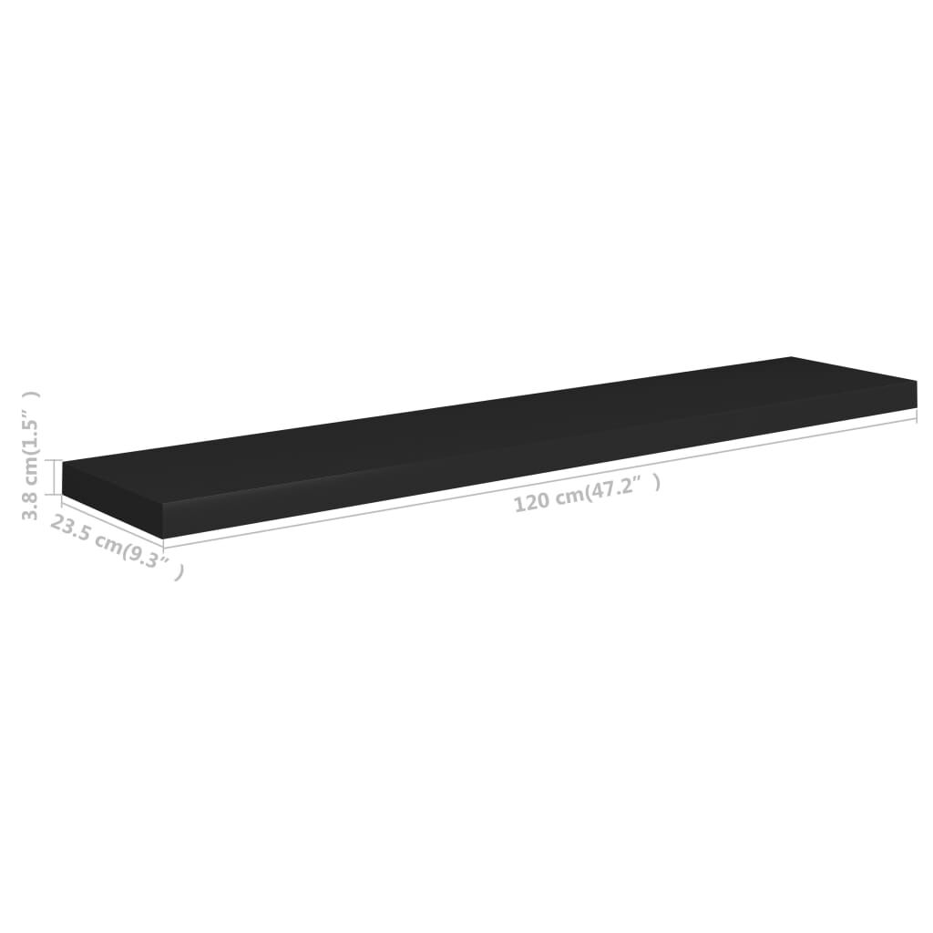 vidaXL Ράφια Τοίχου 2 τεμ. Μαύρα 120x23,5x3,8 εκ. MDF