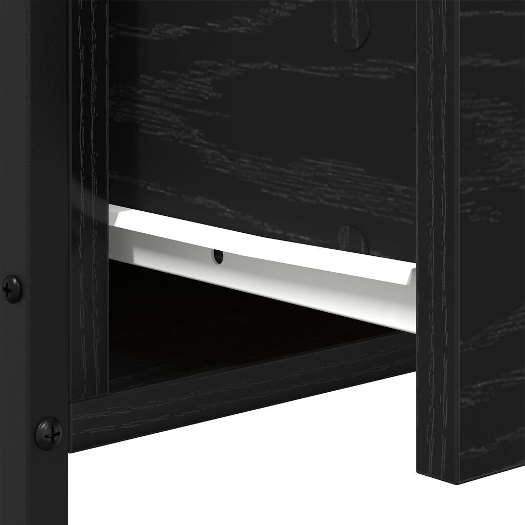 vidaXL Μαύρο Κομοδίνο από Δρύς 34x35,5x70 εκ.