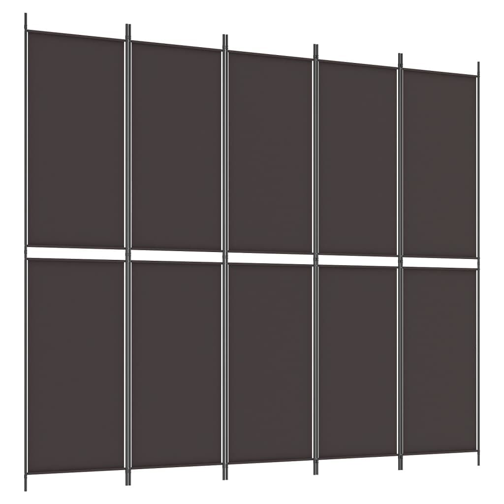 vidaXL Διαχωριστικό Δωματίου με 5 Πάνελ Καφέ 250x220 εκ. από Ύφασμα