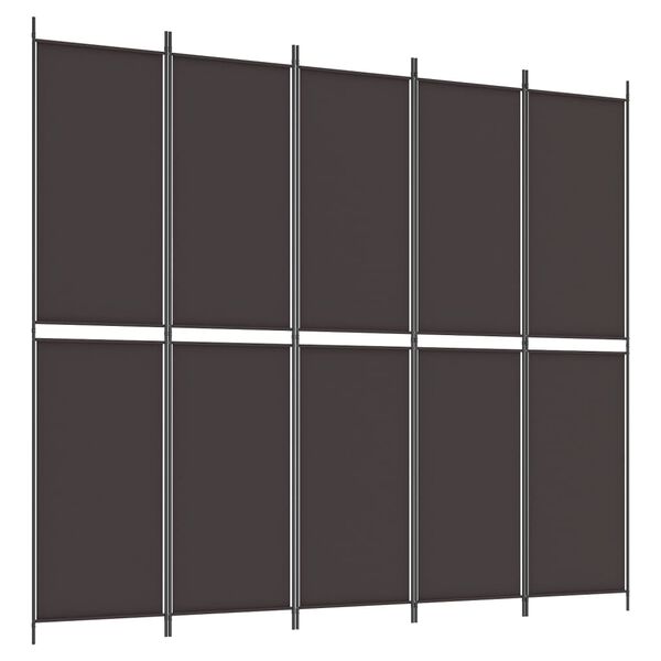 vidaXL Διαχωριστικό Δωματίου με 5 Πάνελ Καφέ 250x220 εκ. από Ύφασμα