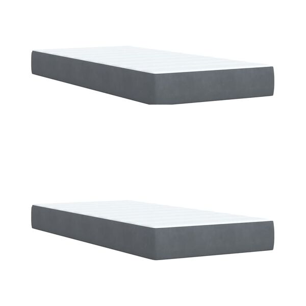 vidaXL Κρεβάτι Boxspring με Στρώμα Σκούρο Γκρι 200x200 εκ. Βελούδινο
