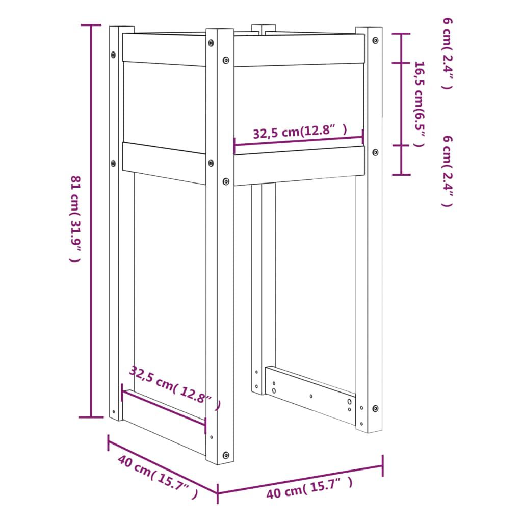 vidaXL Ζαρντινιέρα Μαύρο 40x40x81 εκ. από Μασίφ Ξύλο Πεύκου
