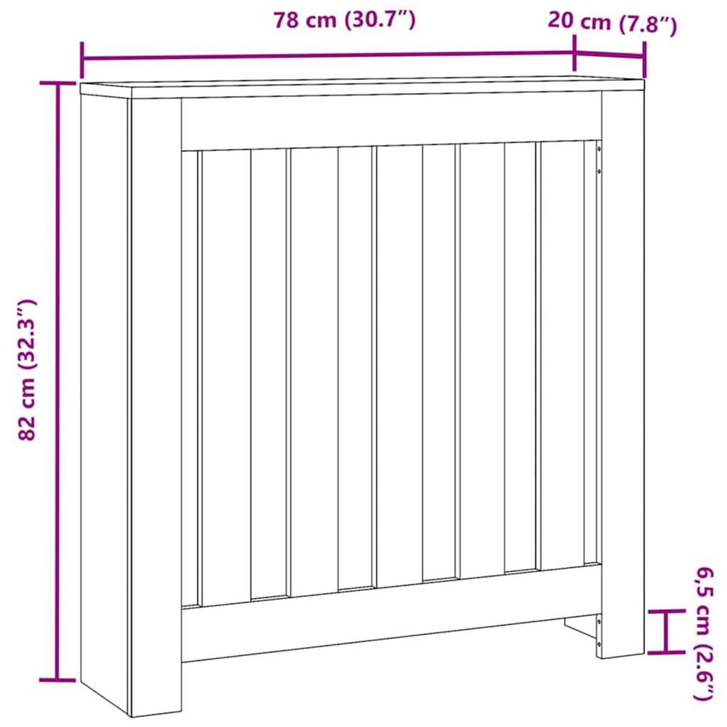 vidaXL Καπάκι Καλοριφέρ Μαύρη Οξυά 78 x 20 x 82 cm