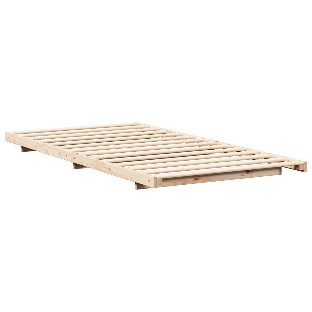 vidaXL Κρεβάτι δαπέδου Καφέ 100 x 200 cm Μασίφ ξύλο πεύκου