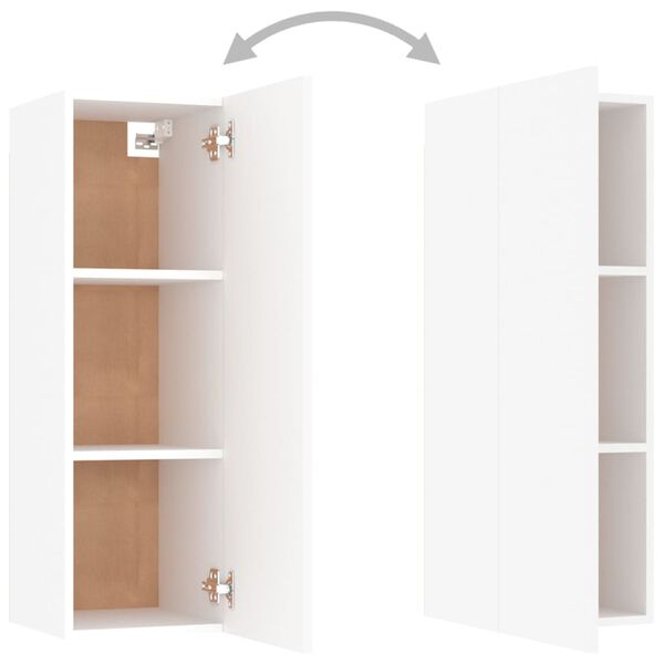 vidaXL Έπιπλα Τηλεόρασης 2 τεμ. Λευκά 30,5x30x90 εκ. από Επεξ. Ξύλο