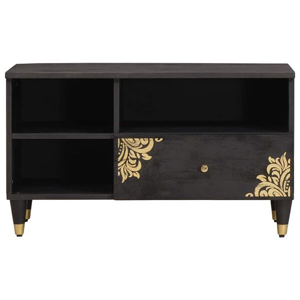 vidaXL Ντουλάπι TV με συρτάρι Μαύρο 80 x 33 x 46 εκ Στερεό ξύλο μάνγκο