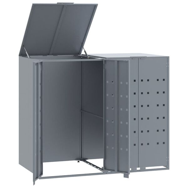 vidaXL Πλαίσιο Κάδων Απορριμμάτων 2 Κάδοι Γκρι 138x79x117 εκ. Ατσάλι