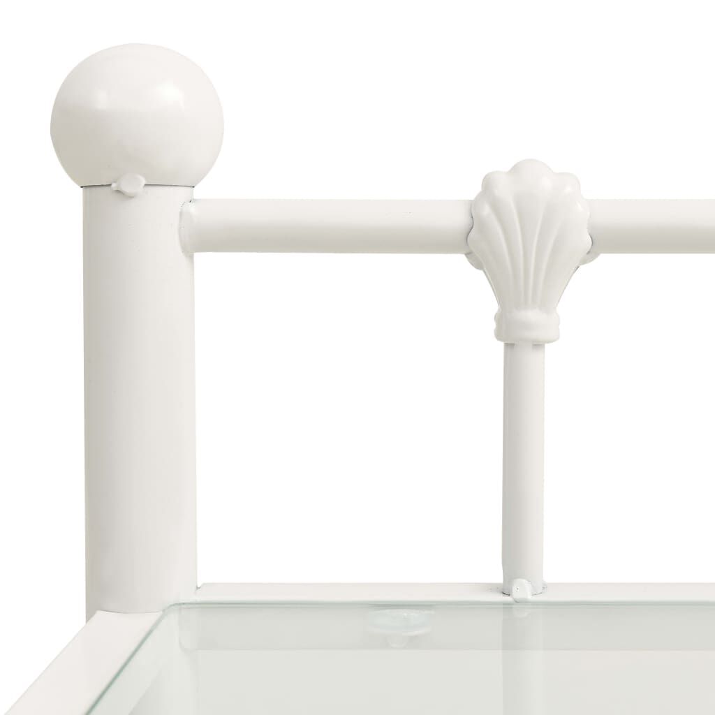 vidaXL Κομοδίνο Λευκό και Διαφανές 45x34,5x60,5εκ. από Μέταλλο & Γυαλί