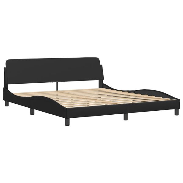 vidaXL Κρεβάτι με Στρώμα Μαύρο 180x200 εκ. από Συνθετικό δέρμα
